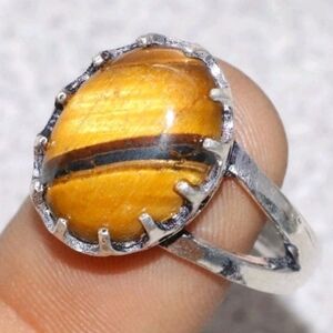 Tiger's Eye Gemstone 925 Sterling Silver Handmade Ring